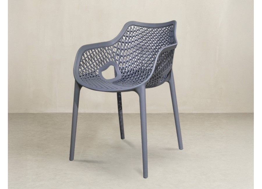 Silla Mirta de exterior de polipropileno gris
