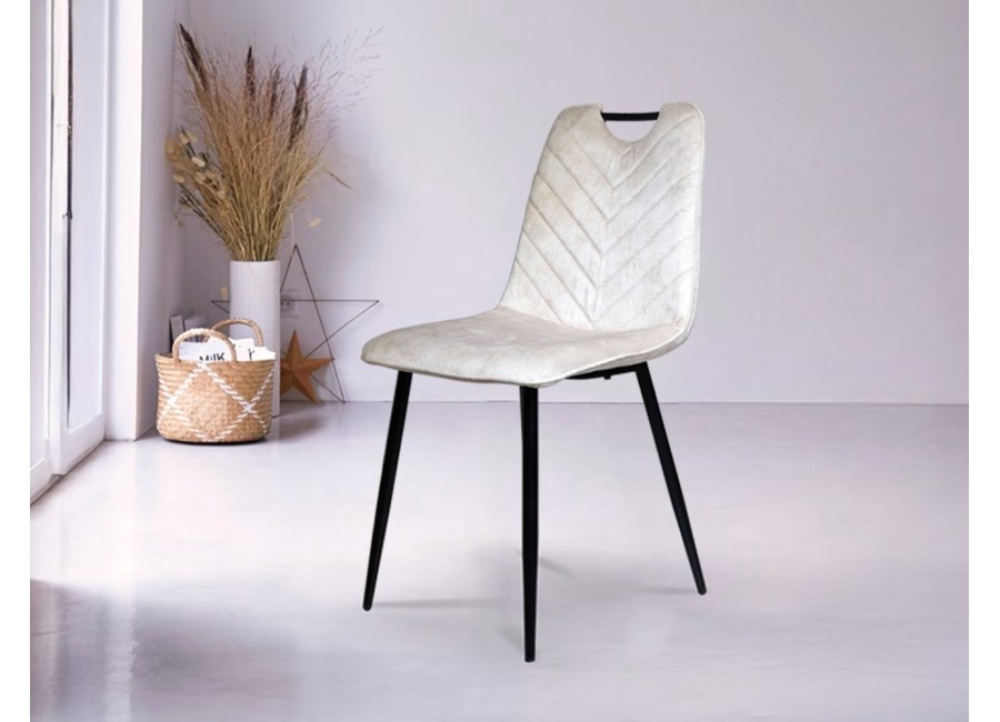Silla Elda color arena con patas metálicas negras
