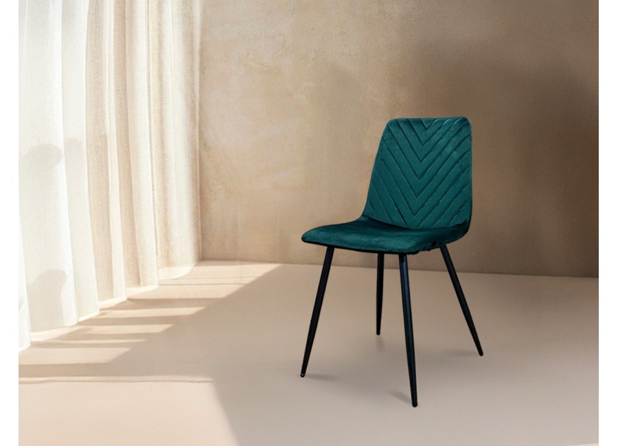 Silla Messina verde oscuro con pata metálica negra