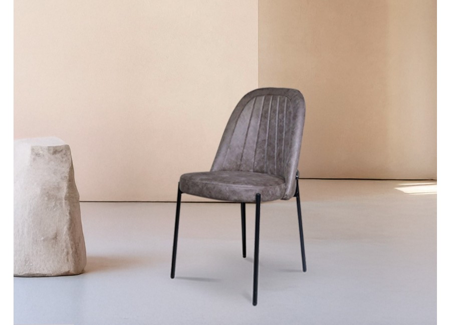 Silla Beca marrón claro con patas metálicas negras