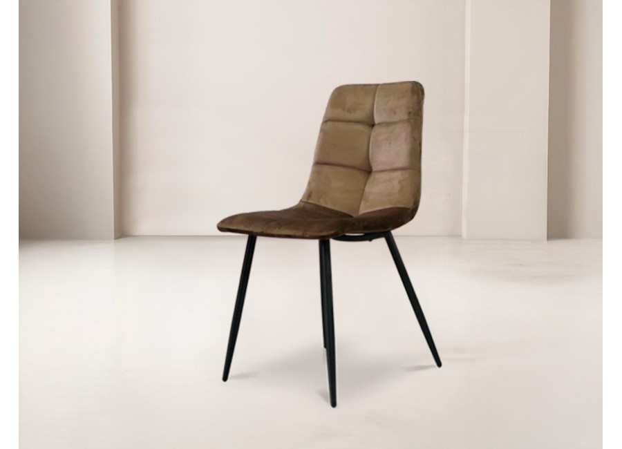 Silla Mistra chocolate con patas metálicas negras