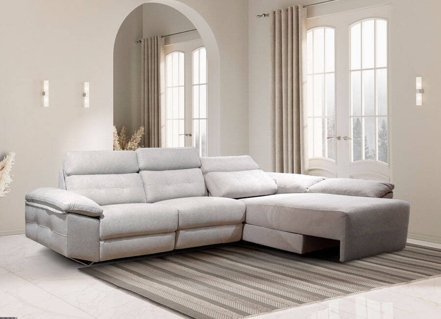 Sofá Ural 302 con 2 relax eléctricos y chaiselongue extensible con motor