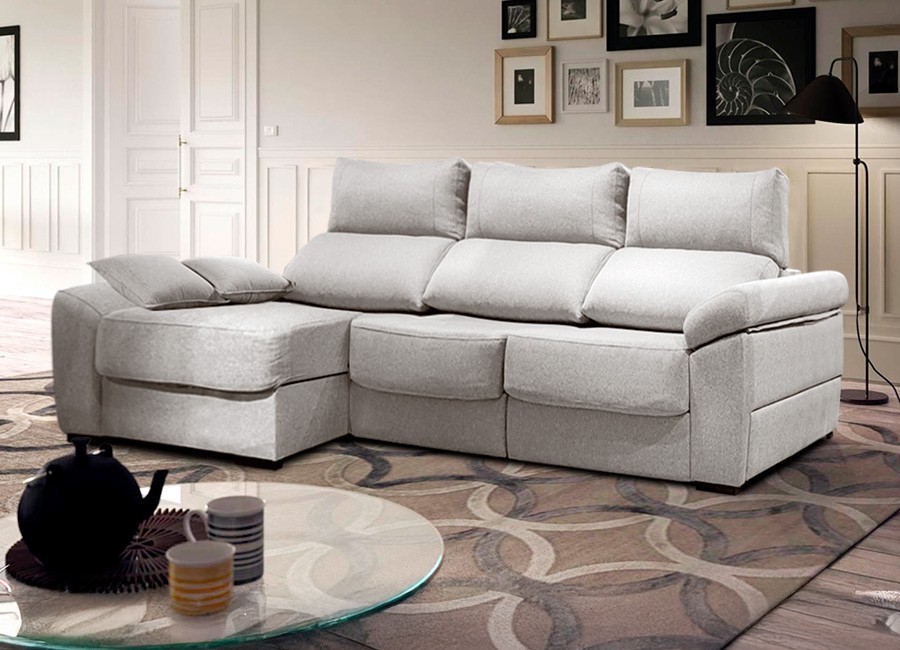 Sofá chaiselongue asientos deslizantes a suelo